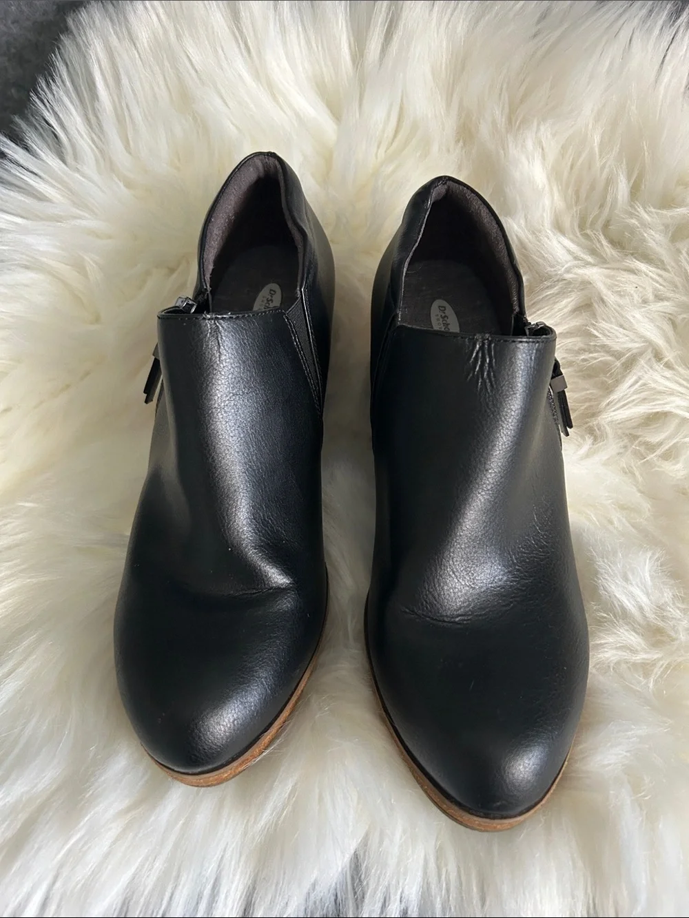 Dr. Scholl's Black Ankle Booties with Side Tassel Zip